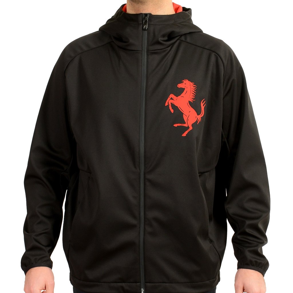 Scuderia Ferrari Men's Black Hooded Logo Softshell Jacket Us 3xl It 58